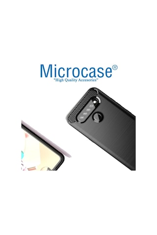 Microcase LG Uyumlu K41S Brushed Carbon Fiber Silikon Kilif - Siyah 469262460
