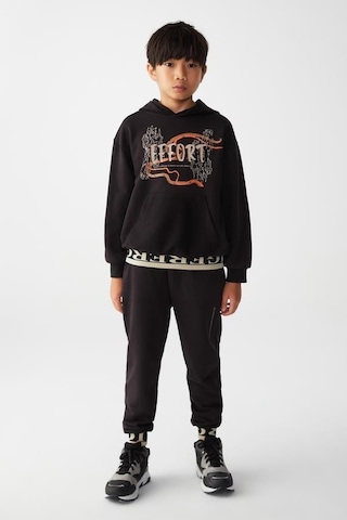 Erkek Çocuk Beli Paçası Lastikli Paçası Yazılı Effort Eşofman Altı-13352-siyah Siyah