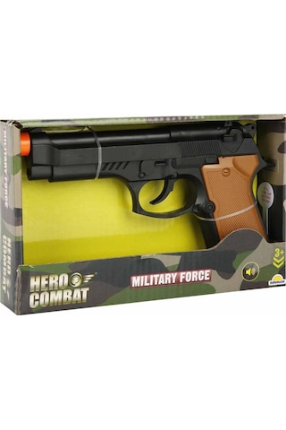 Hero Combat Sesli Asker Tabancası Ses Efektli, 20 Cm Oyuncak Silah