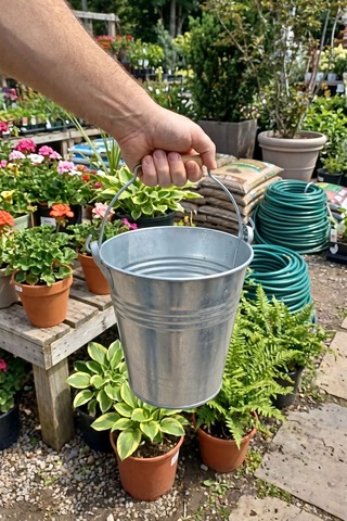 Metal Dekoratif Kova 4 Litre - 21 Cm Çok Amaçlı Saplı Galvaniz Saksılık Ve Düzenleyici Renksiz