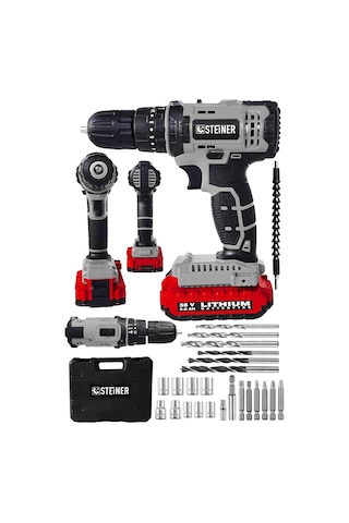 Tr Alman 58 V 5 Ah Darbeli Lityum Çift Akülü Sjs Metal Şanzıman Şarjlı Vidalama Matkap 24 Pcs Set