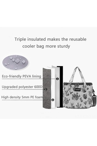 Samdoo Isı Yalıtımlı Yeniden Kullanılabilir Yemek Kutusu, Gençler Erkek Kız Erkek Kadın Çalışma Okul Seyahat Piknik İçin Sıcak/soğuk Tutar, 2 Yan Cep, Dayanıklı 600d Poliester Yaprak Desenli Çok Renkli