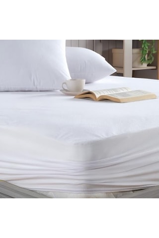 Formeya%100 Pamuk Fitted Su Sıvı Geçirmez Yatak Koruyucu Alez Çarşaf 90 X 190 Açık Indigo