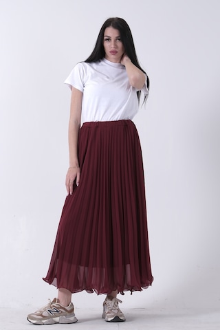 Feminist Bordo Astarlı Piliseli Etek 4594046.04 Bordo