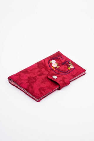 Fabric Craft Bag Kadın Cüzdanı, Kişiselleştirilebilir İsimli, Pamuklu Kumaş Kırmızı - Siyah