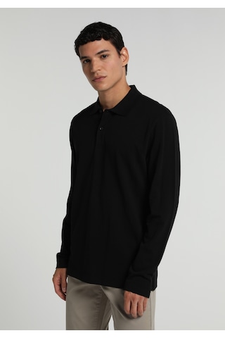 Colin's Colins Regular Fit Polo Yaka Düz Erkek Siyah Uzun Kol Tişört Cl1082503 Q1.v2 Blk