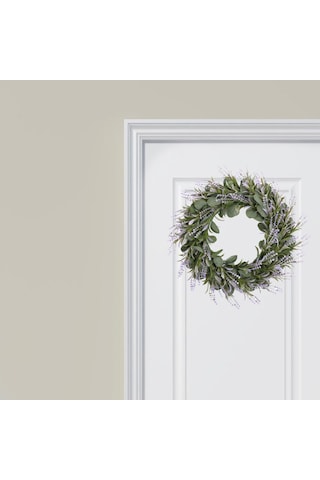 Suntek 22 İnç Lavanta Çelenk Yeşil Yapraklar Garland Mor