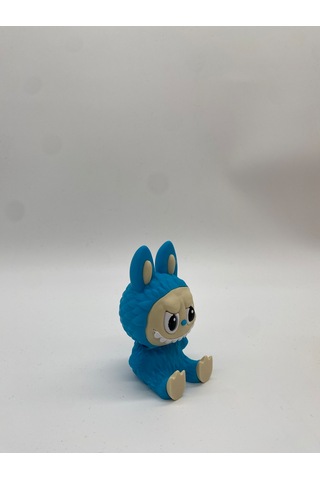 Oturan Dekoratif Labubu Figürü, 3d Baskı, Mavi