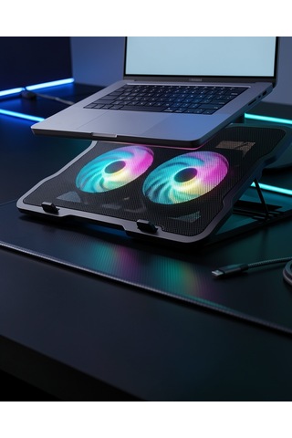 Ayarlanabilir Laptop Soğutucu Çift Fanlı Rgb Işıklı Uczzzn33bilgisayarfanı-3