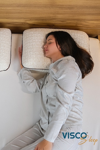 Visco Yastık Risus Ergonomik Yastık Doğal Keten Kılıf 60x40x15cm