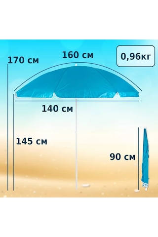 Green Glade Büyük Katlanabilir Güneşten Koruma Plaj Bahçe Şemsiyesi 149443415 Açık Mavi