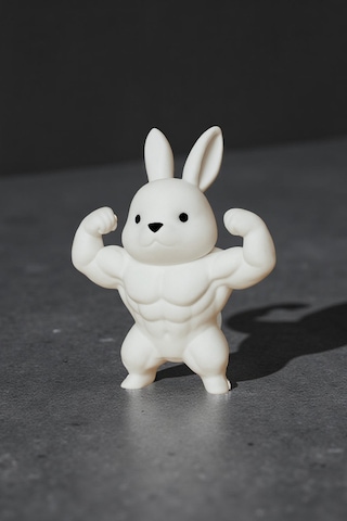 Kaslı Fitness Tavşanı - Full Body Gösteren Kaslı Tavşan Torpido Süsü Araba Aksesuar 1 Adet