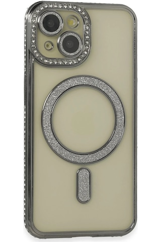 Newface Apple Uyumlu iPhone 13 Kılıf Joke Simli Magneticsafe Kılıf Glblseme - 5 - Gri