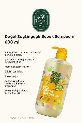 600 Ml Zeytinyağlı Bebek Şampuan X 3 Ve Rosıe Hediyeli