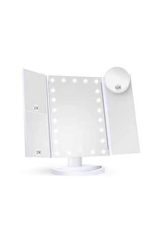 Valkyrie Led Işıklı Katlanabilir Makyaj Aynası Beyaz