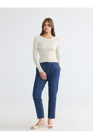 Lcwaıkıkı Classic İndigo Carrot Fit Keten Karışımlı Kadın Jean Pantolon