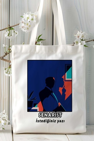 Art Hediye Senarist Baskılı Bez Omuz Çantası Kişiye Özel Model 2 Çok Renkli