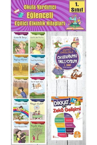 1. Sınıf Okula Yardımcı Eğitici Okuduğumu Anlıyorum - Dikkat Ve Zeka Gelişimi - 10 Lu Hikaye Seti 4