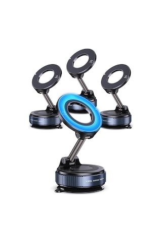 4lü Magnetpro 360 Ayarlanabilir Araç İçi Masa Üstü Vakumlu Mıknatıslı Magsafe Telefon Tutucu Siyah Siyah