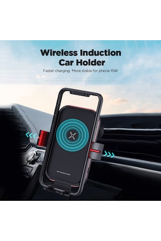 Mufunye Araç İçin Kablosuz Şarjlı Telefon Tutucu - 15w Hızlı Şarj, 4.7-6.9 İnç Uyumlu, 8mm Algılama Mesafesi, Çoklu Koruma Özellikleriyle