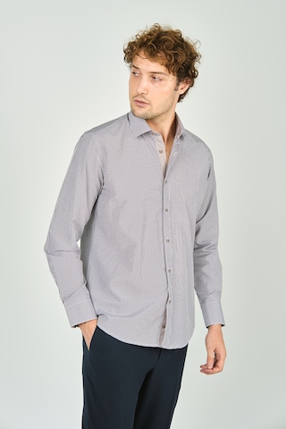 De Leone Erkek Slim Fit Ekoseli Uzun Kollu %100 Pamuk Gömlek 2060 Kahverengi Kahverengi