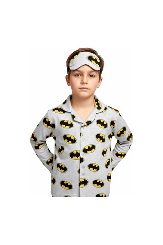 Beka Kids Erkek Çocuk Önden Düğmeli Karakter Desenli Pijama Takımı - Göz Bantlı Gri