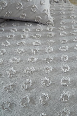 Çeyiz Diyarı Konik 2 Parça Tek Kişilik Pike Takımı Gri Gri