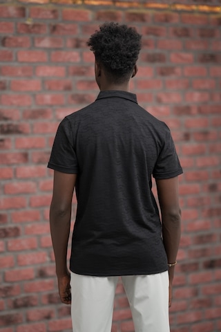 Advante Regular Fit Likralı Kendinden Desenli Polo Yaka T-shirt Siyah