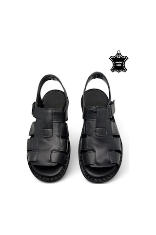 Magic Shoes Hakiki Deri Ortopedik Erkek Sandalet Siyah-22