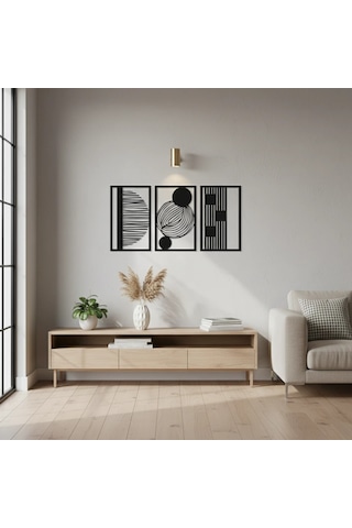 Çağdaş Soyut Metal Duvar Tablosu 3 Lü Set