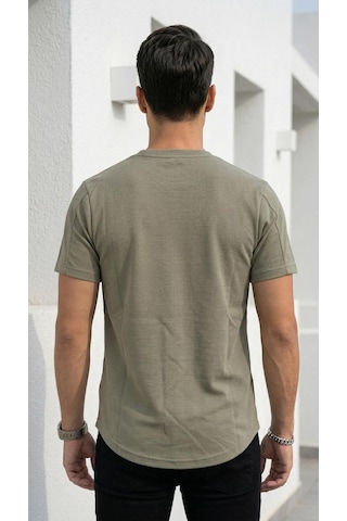 Plus Scorpion Erkek Slim Fit Basic Tişört Esnek, Terletmeyen Pike Dokulu Kumaş Yeşil