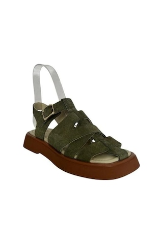 Kemal Tanca 862 M-609 Kadın Hakiki Deri Sandalet Yeşil