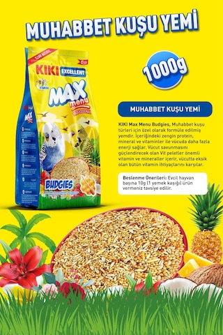 KIKI Excellent Kuş Max Menu Budgies Ballı Muhabbet Kuşu Yemi 1000 Gr. KB302