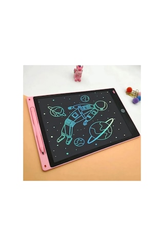 12 Inc Renkli Lcd Grafik Dijital Kalemli Çizim Tableti Yazı Tahta Not Yazma Eğitim Tableti Pembe