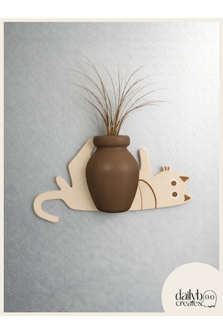 Kedi Bıyığı Toplayıcı Magnet-vazolu Buzdolabı Süs-2 Renkli Yatan Kedi Bıyığı Biriktirme Magnet Bej