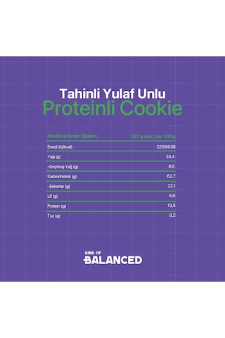 Glütensiz Bitter Çikolatalı Tahinli Proteinli Cookie 50 Gr X 6 Adet