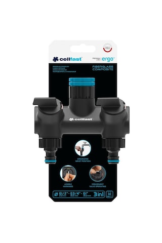 Cellfast Ergo İkili Su Dağıtıcı Konnektör Musluk Bağlantı Aparatı G1/2"-g3/4"-g1"