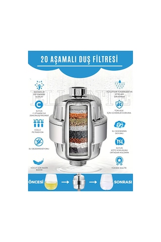 Duş Filtresi, Duş Arıtma Cihazı 20 Katmanlı Filtreleme