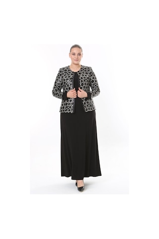 Ladies First Büyük Beden 3911 Siyah Ceket+elbise Takım 001