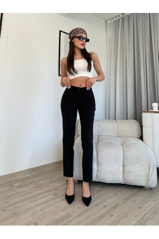 Lodmela Cep Detaylı Düşük Bel Bilek Boy Pantolon 6019-siyah Siyah