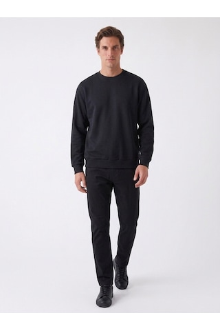 Noux 3 İplik Şardonlu Pamuk Sweatshirt Sİyah