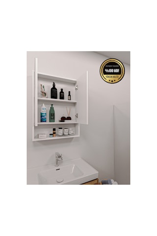 Lotus Banyo Dolabı Aynalı Raflı Kapaklı 6998