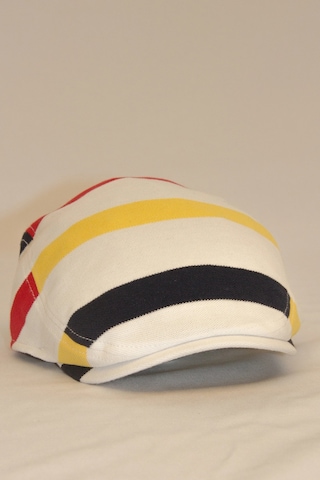 Erkek Çizgili Kasket Şapka Retro Newsboy Cap - Bayşapkacı-8281 Beyaz