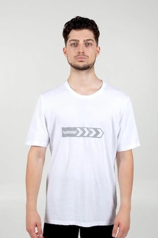 Hummel Armın Coton Basıc Logo T-shırt S/s Siyah Baskılı T-shırt Beyaz
