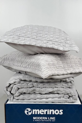 Merinos Twist Çift Kişilik Battaniye Seti Gri Gri