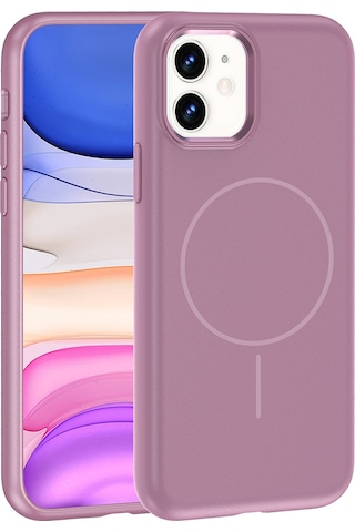 Apple Uyumlu iPhone 11 Kılıf M-safe Şarj Özellikli Metal Kamera Çerçeveli Zore Edi Silikon Kapak Mor