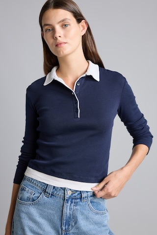 Defacto Slim Fit Kontrast Polo Yaka Ribana Uzun Kollu Basic Tişört I2637ax26aunv245 Lacivert-nv245