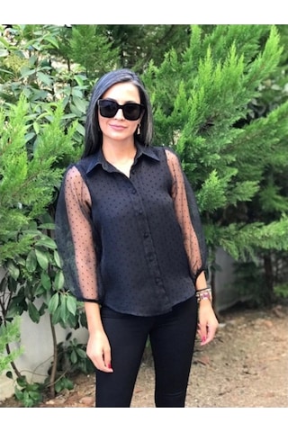 Forlady Siyah Arkası Dekolteli Gömlek