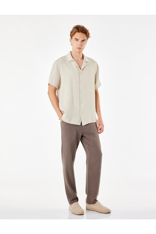 Koton Pamuklu Cepli Straight Fit Beli Bağcıklı Düğmeli Pantolon Vizon 6sam40018hw