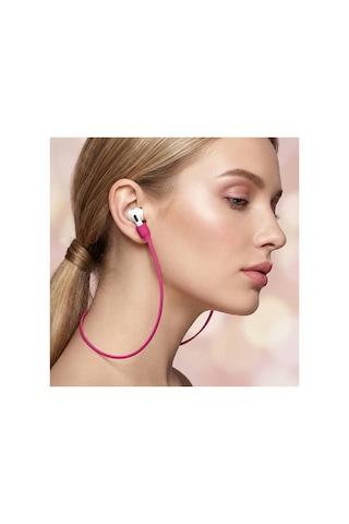 Caseonn Apple Airpods Uyumlu 5 Manyetik Boyun Askısı Kulaklık Tutucu İp Koyu Pembe